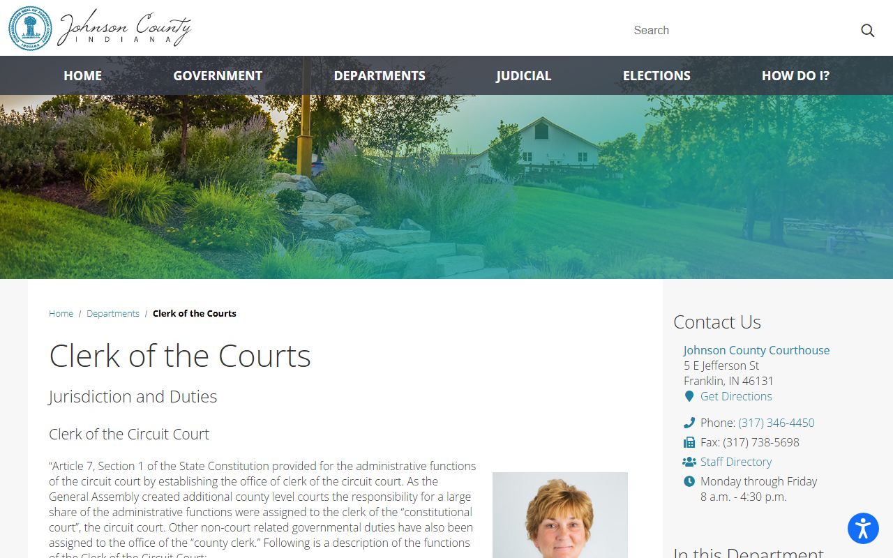 Johnson County Clerk of the Courts records office page