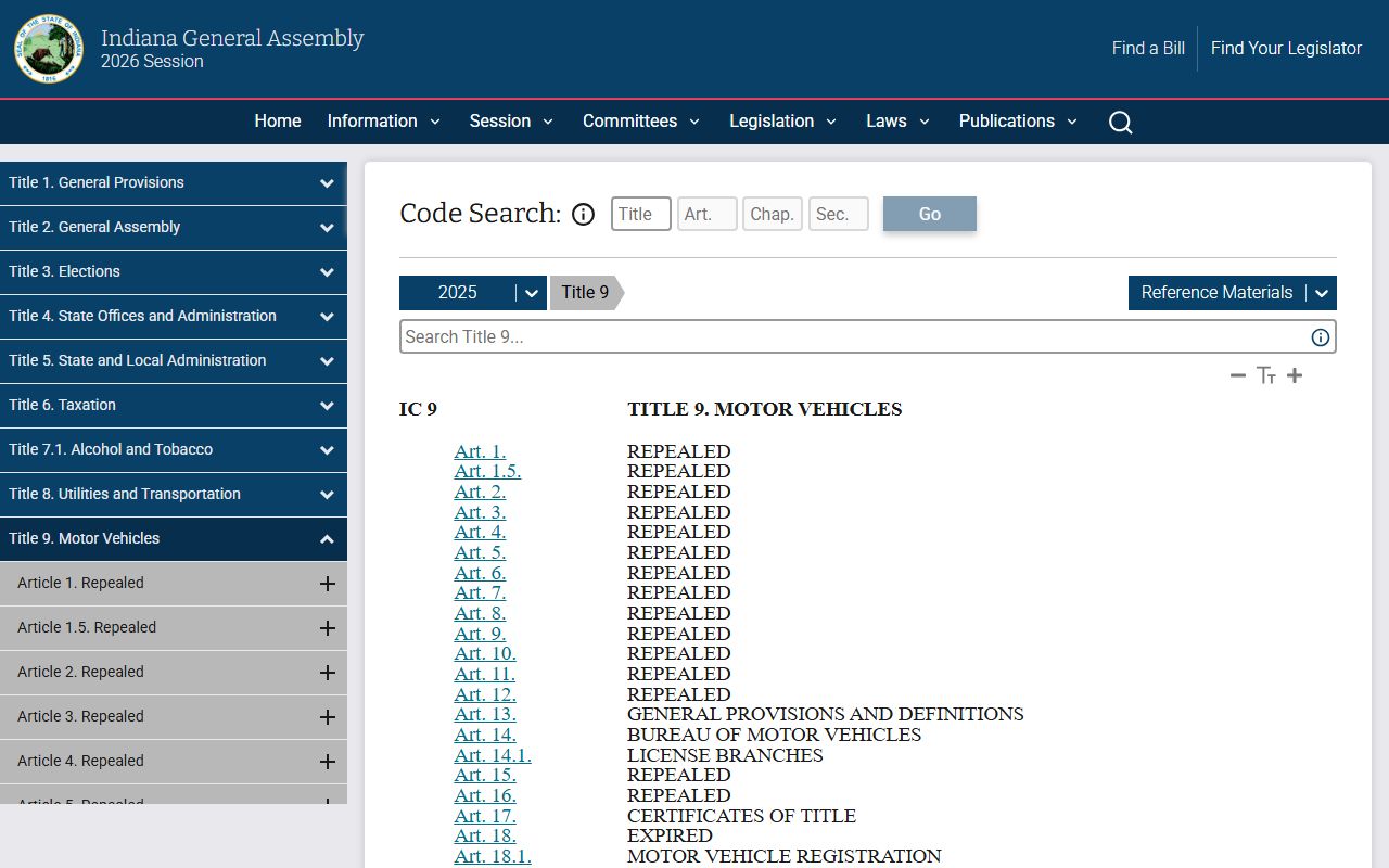Johnson County court dockets Indiana traffic and motor vehicle law