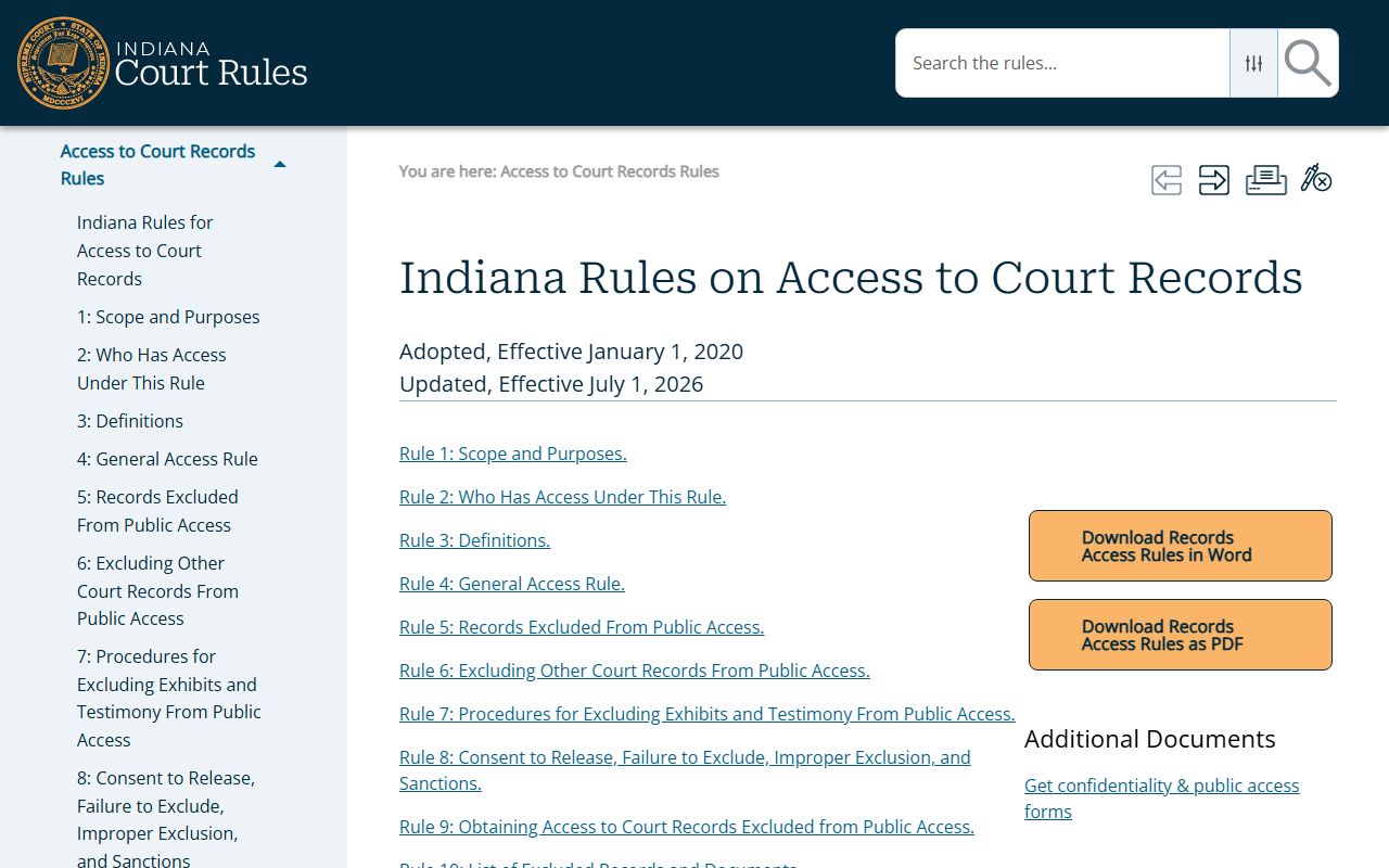 Johnson County court records Indiana access rules