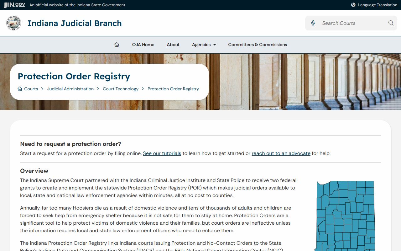 Johnson County criminal court records protection order registry access
