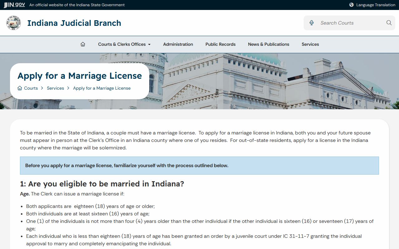 Johnson County marriage divorce records Indiana marriage license service