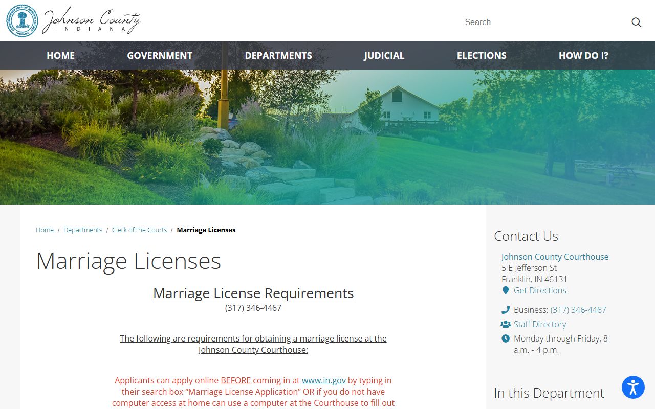 Johnson County marriage divorce records marriage license requirements