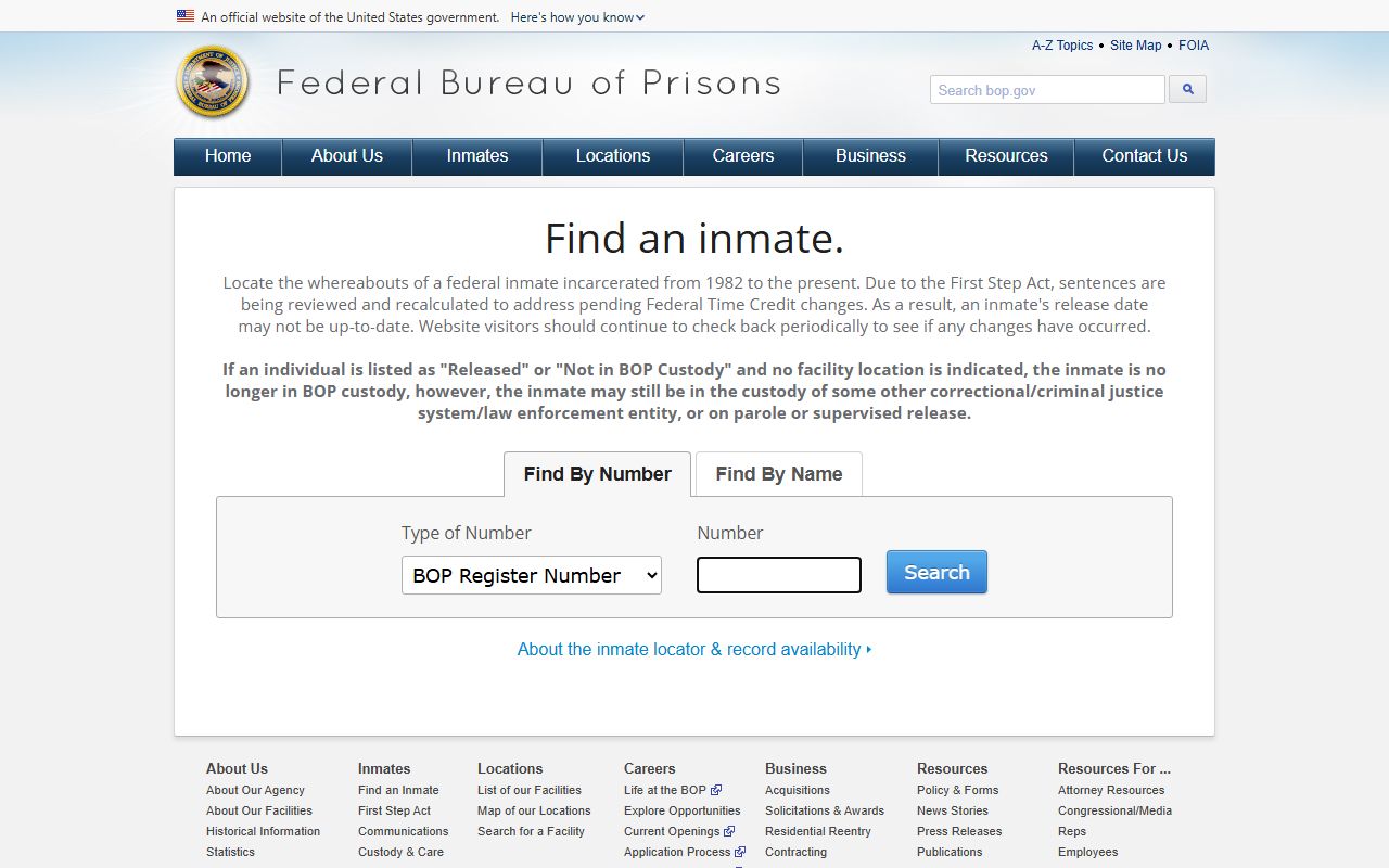 Johnson County warrant records federal Bureau of Prisons locator